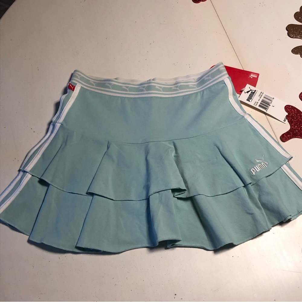 Puma logo Girls Tennis Skort Short Skirt Teal Blue girls, junior tennis Skort